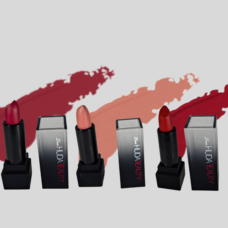 HUDA Beauty Matte Lipstick Set – Pack of 3 Long - Lasting Waterproof Lip Colors (Multishade Combo) - Roop Vibe
