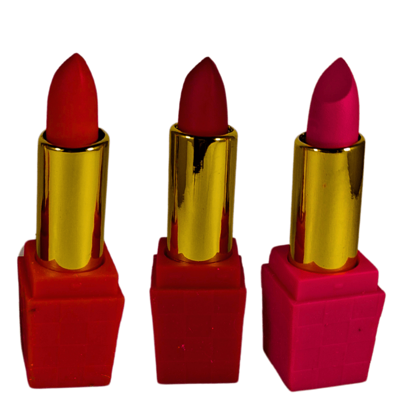 Matte Long - Lasting Lipstick Set of 3 – Bold Red, Deep Maroon & Hot Pink – Smudge - Proof & Waterproof - Roop Vibe