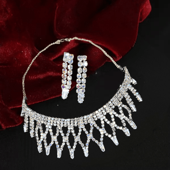 Premium American Diamond Bridal Necklace Set with Earrings for Women & Girls | Wedding & Party Wear Jewellery - Roop Vibe