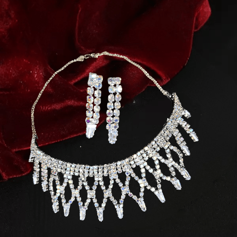 Premium American Diamond Bridal Necklace Set with Earrings for Women & Girls | Wedding & Party Wear Jewellery - Roop Vibe