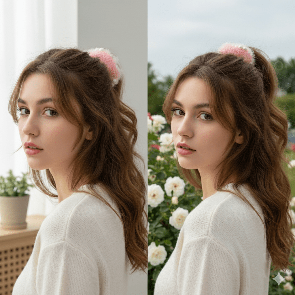 Premium Fluffy Fur Hair Scrunchies with Pearl Border – Soft Elastic Hair Bands for Women & Girls (Set of 4 Navy Blue, Green, Pink, and White) - Roop Vibe