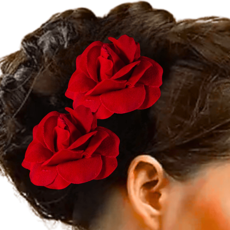 Red Rose Hair Clip for Women & Girls – Stylish Fabric Flower Hair Accessory - Roop Vibe