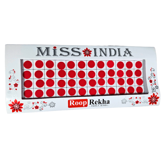 Roop Rekha Miss India Round Red Bindi Fancy Bindis (Sticker Type, Long - Lasting, Waterproof) - Roop Vibe