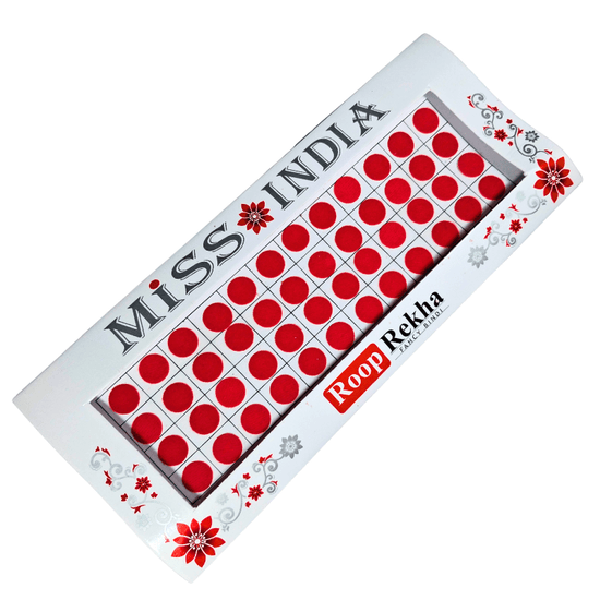 Roop Rekha Miss India Round Red Bindi Fancy Bindis (Sticker Type, Long - Lasting, Waterproof) - Roop Vibe