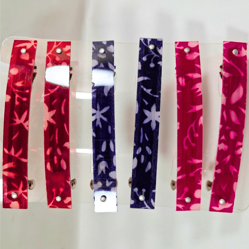 Set of 6 Floral Print Fabric Hair Clips for Girls & Women – Multicolor Designer Hair Accessories - Roop Vibe