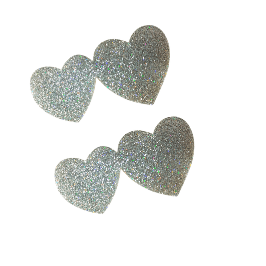 Silver Glitter Heart Shape Tic Tac Hair Clips for Girls - Roop Vibe