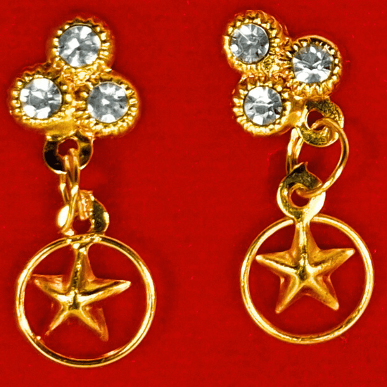 Stylish Gold - Plated Star Charm & Crystal Stone Drop Earrings for Women & Girls - Roop Vibe
