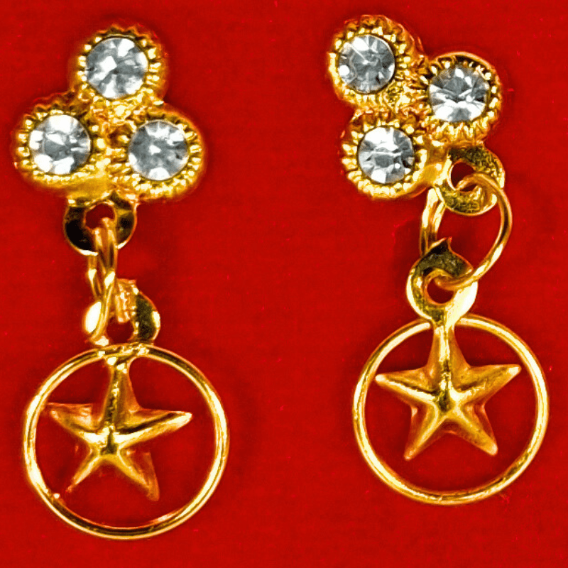 Stylish Gold - Plated Star Charm & Crystal Stone Drop Earrings for Women & Girls - Roop Vibe