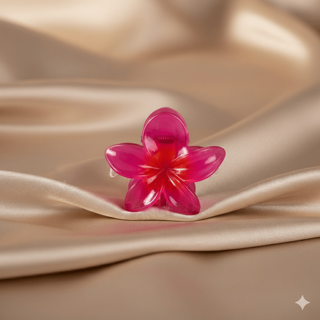 Stylish Pink Floral Hair Clutcher Clip for Girls & Women – Strong Grip, Elegant Look (pack of 4) - Roop Vibe