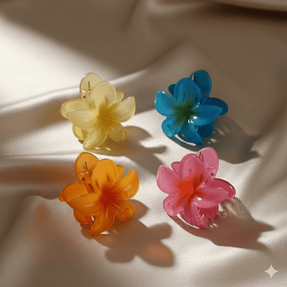 Stylish Pink Floral Hair Clutcher Clip for Girls & Women – Strong Grip, Elegant Look (pack of 4) - Roop Vibe