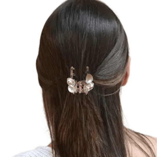 Stylish Transparent Hair Claw Clip with Pearl & Crystal for Women & Girls - Roop Vibe