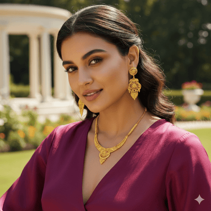 Traditional Bridal Gold - Plated Jewellery Set with Necklace & Earrings for Women - Roop Vibe