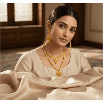 Traditional Bridal Gold - Plated Jewellery Set with Necklace & Earrings for Women - Roop Vibe