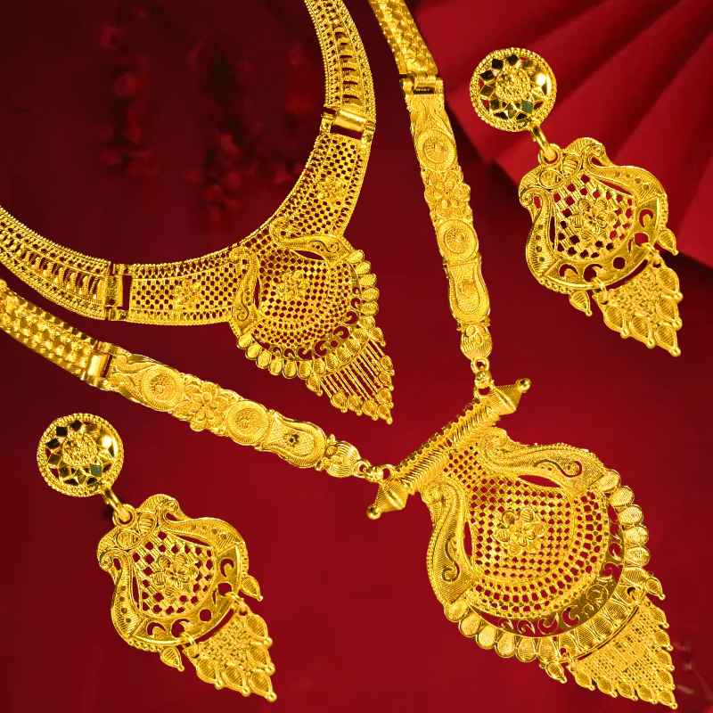 Traditional Bridal Gold - Plated Jewellery Set with Necklace & Earrings for Women - Roop Vibe