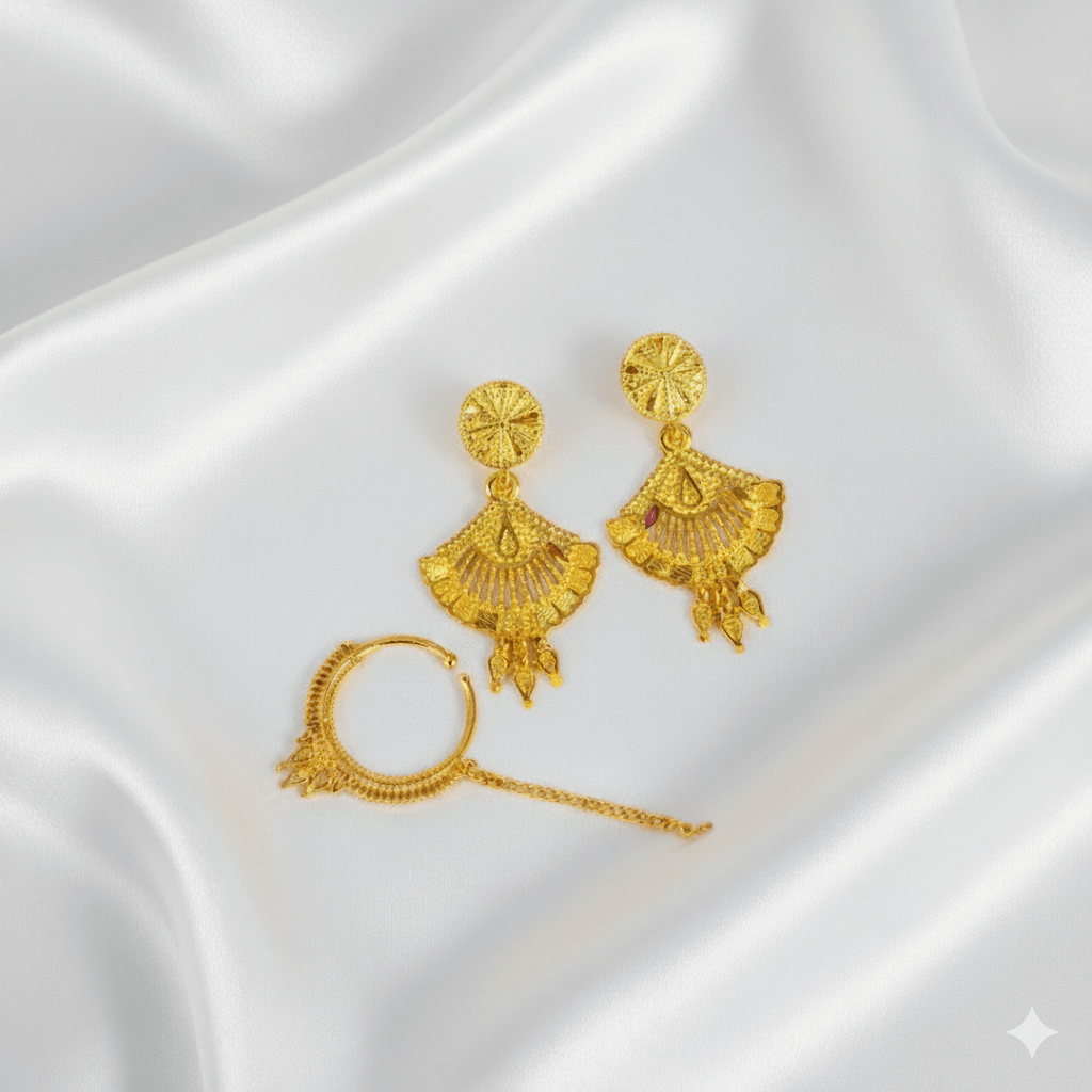 Traditional Gold Plated Bridal Jewellery Set for Women - Necklace, Earrings, Maang Tikka, Bangles & Bracelet - Roop Vibe