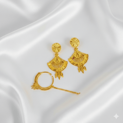 Traditional Gold Plated Bridal Jewellery Set for Women - Necklace, Earrings, Maang Tikka, Bangles & Bracelet - Roop Vibe