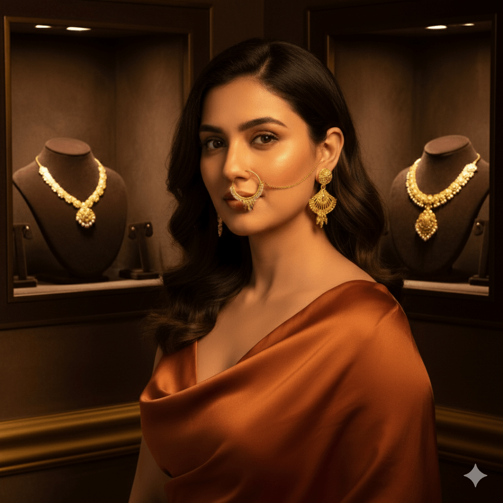 Traditional Gold Plated Bridal Jewellery Set for Women - Necklace, Earrings, Maang Tikka, Bangles & Bracelet - Roop Vibe