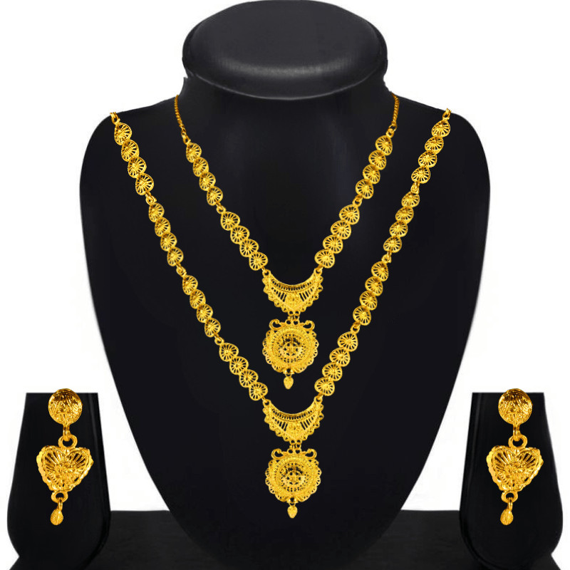 Traditional Gold - Plated Bridal Jewelry Set with Long Haram Necklace & Earrings for Women - Roop Vibe