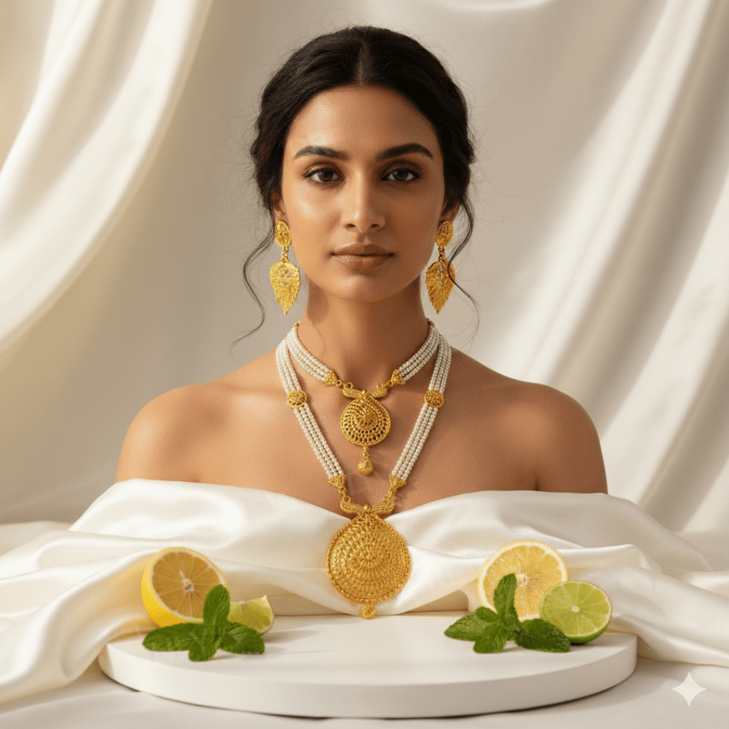 Traditional Gold Plated Bridal Necklace Set with Earrings & Choker for Women - Roop Vibe