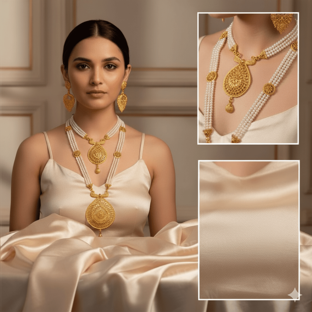 Traditional Gold Plated Bridal Necklace Set with Earrings & Choker for Women - Roop Vibe