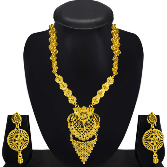 Traditional Gold Plated Bridal Necklace Set with Earrings for Women & Girls - Roop Vibe