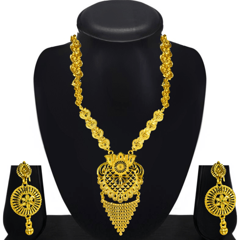 Traditional Gold Plated Bridal Necklace Set with Earrings for Women & Girls - Roop Vibe