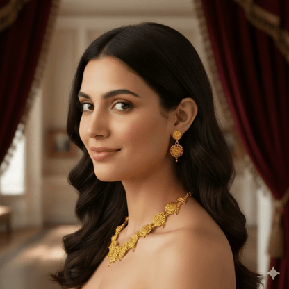 Traditional Gold Plated Choker Necklace Set with Earrings for Women and Girls - Roop Vibe