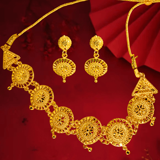 Traditional Gold Plated Choker Necklace Set with Earrings for Women and Girls - Roop Vibe