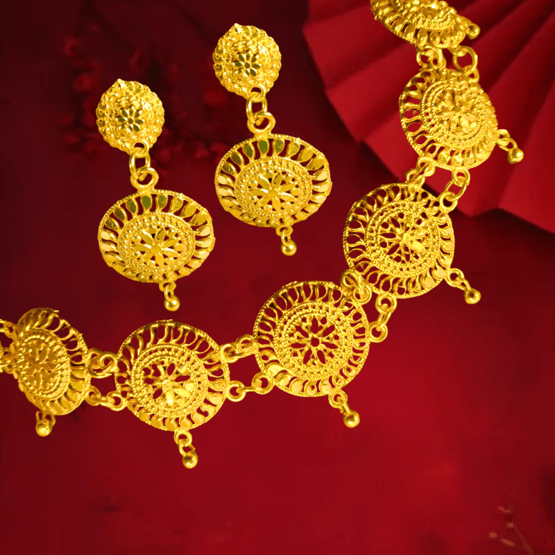 Traditional Gold Plated Choker Necklace Set with Earrings for Women and Girls - Roop Vibe