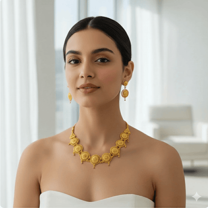 Traditional Gold Plated Choker Necklace Set with Earrings for Women and Girls - Roop Vibe