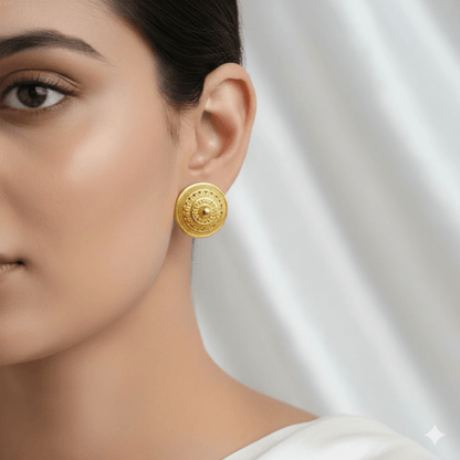 Traditional Gold Plated Floral Necklace Set for Women & Girls | Ethnic Bridal Jewelry Set with Earrings - Roop Vibe