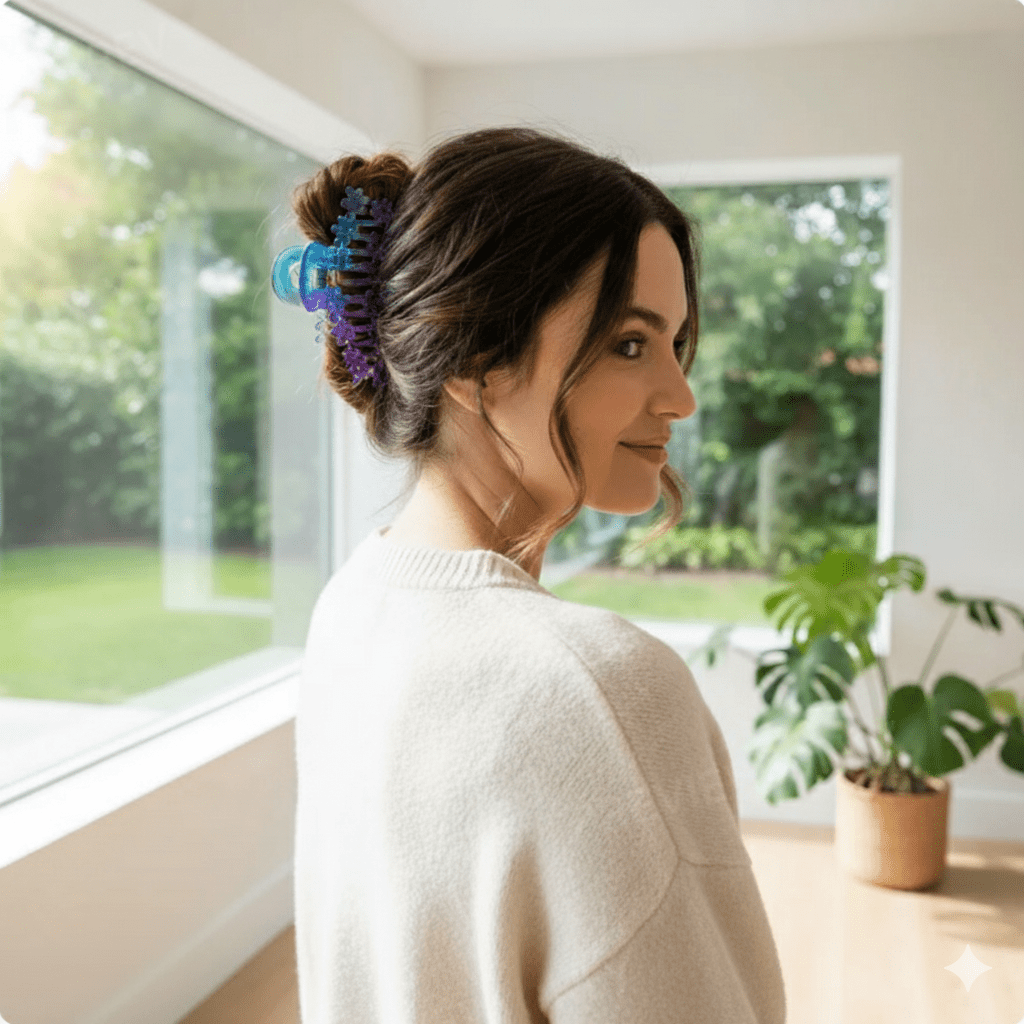 Trendy Gradient Blue - Purple Beaded Hair Clutcher for Women & Girls - Roop Vibe