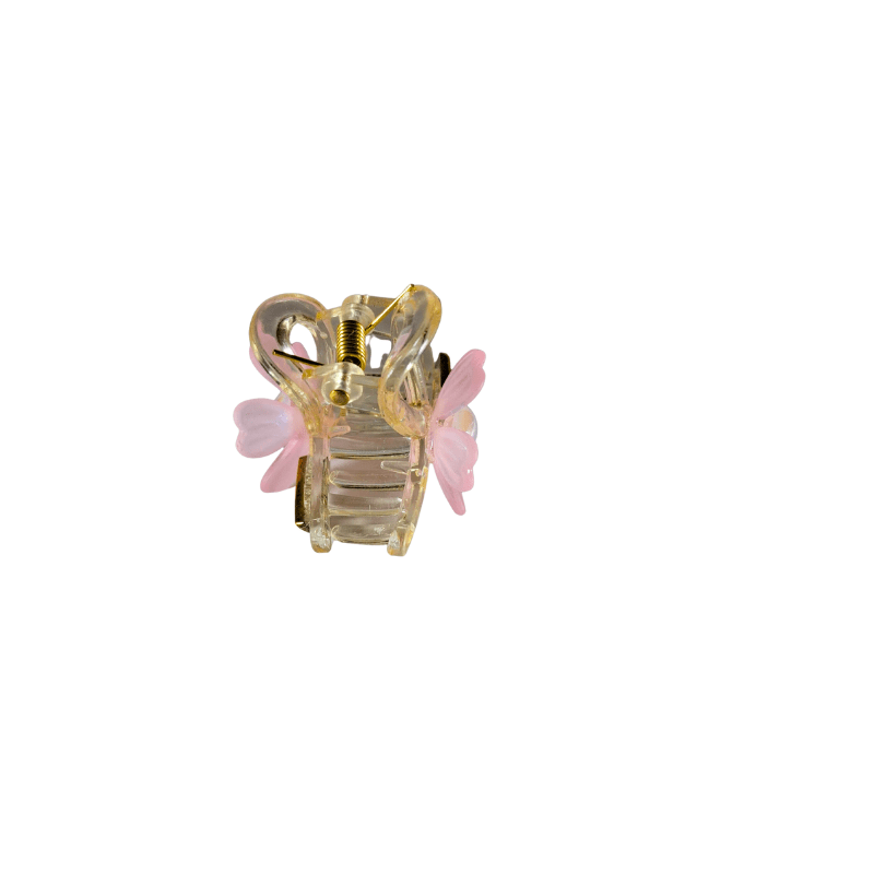 Trendy Mini Claw Hair Clip with Pink Flower and Pearl – Stylish Hair Accessory for Girls & Women - Roop Vibe