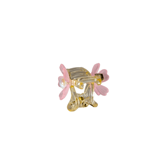 Trendy Mini Claw Hair Clip with Pink Flower and Pearl – Stylish Hair Accessory for Girls & Women - Roop Vibe