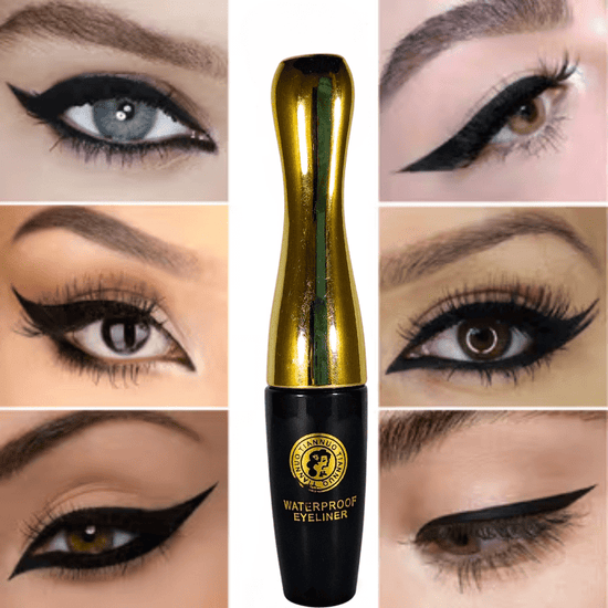 Waterproof Liquid Eyeliner – 24H Long - Lasting, Smudge - Proof with Flexi Tip Brush (Black) - Roop Vibe