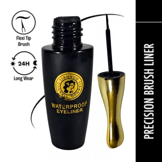 Waterproof Liquid Eyeliner – 24H Long - Lasting, Smudge - Proof with Flexi Tip Brush (Black) - Roop Vibe
